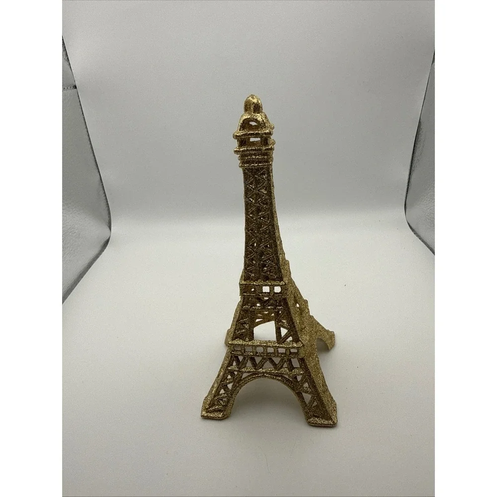 Gold Glitter Eiffel Tower Figurine Paris Decor Statue 6.5 Inch Sparkle Ornament
